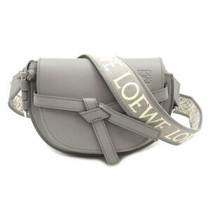 LOEWE Gate Dual Shoulder Bag Gray Leather